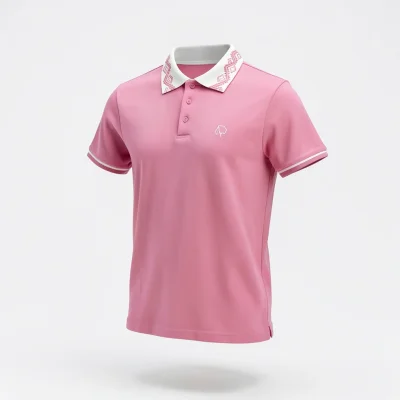 Camisa Polo Rosa con Cuello Bordado