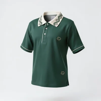 Camisa premium verde con cuello decorado